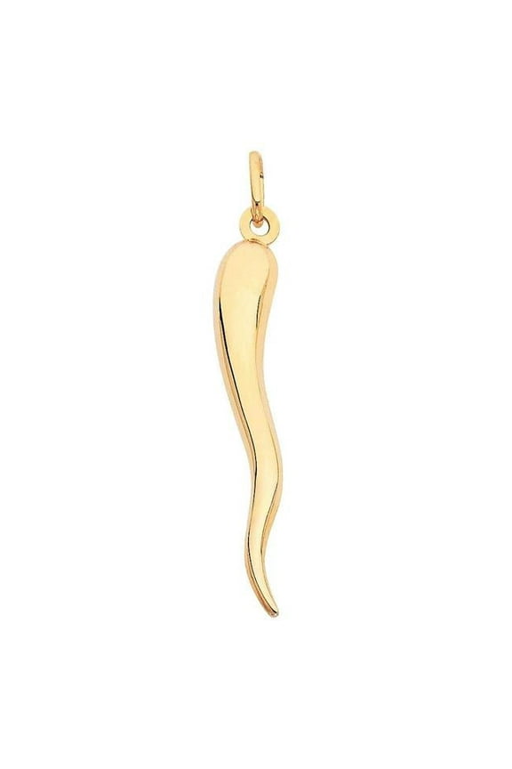1.75 in. 14K Yellow Gold Cornicello Italian Horn Pendant