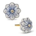 thumbnail image 1 of 1.75 in. Flower Petal Knob, White & Navy, 1 of 1