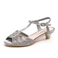thumbnail image 1 of 1.75 in. Heel-Dressy Kitten Heel Sandal, Pewter - Size 36, 1 of 1
