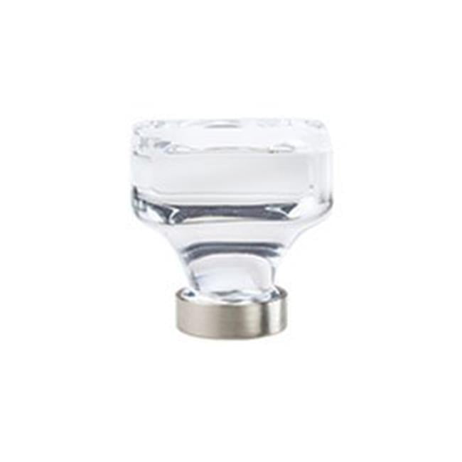 Clear Crystal and Satin Nickel Square Cabinet Knob