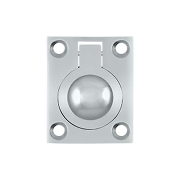 1.75 x 1.37 in. Flush Ring Pull, Bright Chrome - Solid