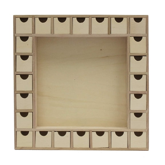 Creative Hobbies 13 Inch Christmas Advent Calendar Shadow Box - Pre Assembled with Removable Drawers - Unfinished Wood Ready to Decorate and Personalize - For DIY, Gifts & Crafts