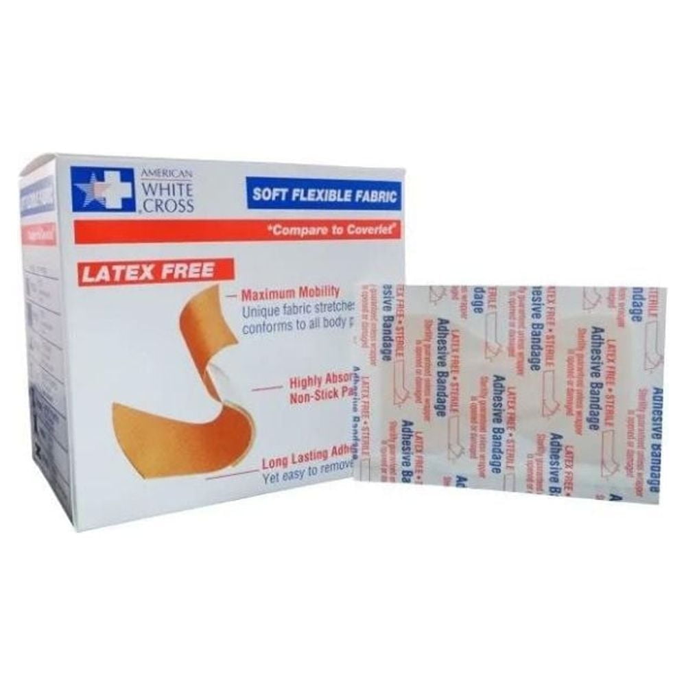 1.75" x 3" Fingertip Soft Flexible Fabric Adhesive Bandages 50/Box (10 Boxes) (MS-26160)