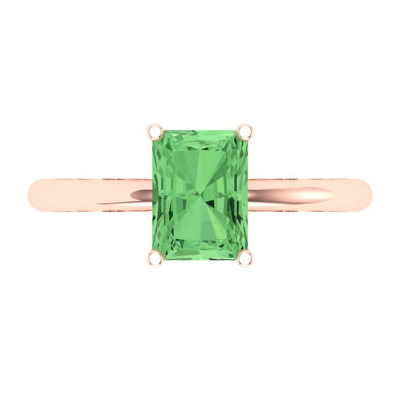Solitaire Engagement Ring for Women - 1.75ct Simulated Green Diamond in 14K Rose Gold Promise Ring