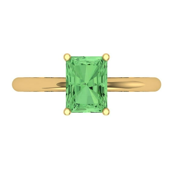 Solitaire Engagement Ring for Women - 1.75ct Simulated Green Diamond in 14K Yellow Gold Promise Ring