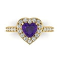 thumbnail image 1 of Halo Engagement Ring for Women - 2.03ct Natural Amethyst in 18K Yellow Gold Promise Ring, 1 of 6