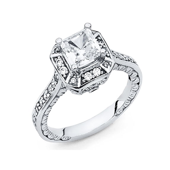 1.75ct Multi Shape CZ Bridal 14k White Gold Engagement Ring