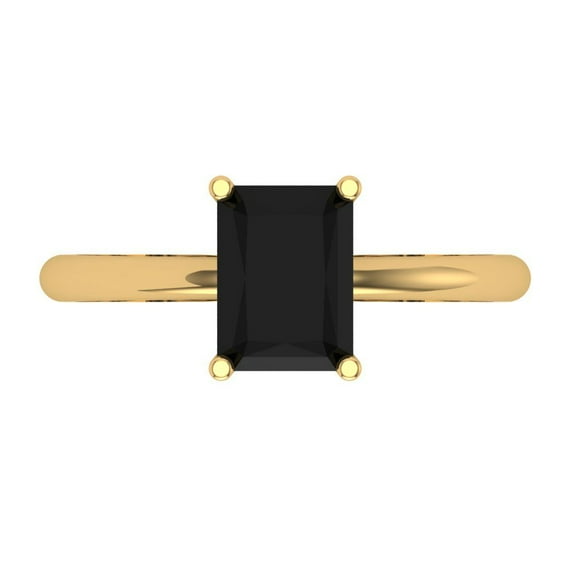 Clara Pucci 14K Yellow Gold 1.75ct Onyx Solitaire Ring for Women