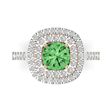 Solitaire with Accents Engagement Ring for Women - 1.615ct Simulated Green Diamond in 18K White/Rose Gold Promise Ring