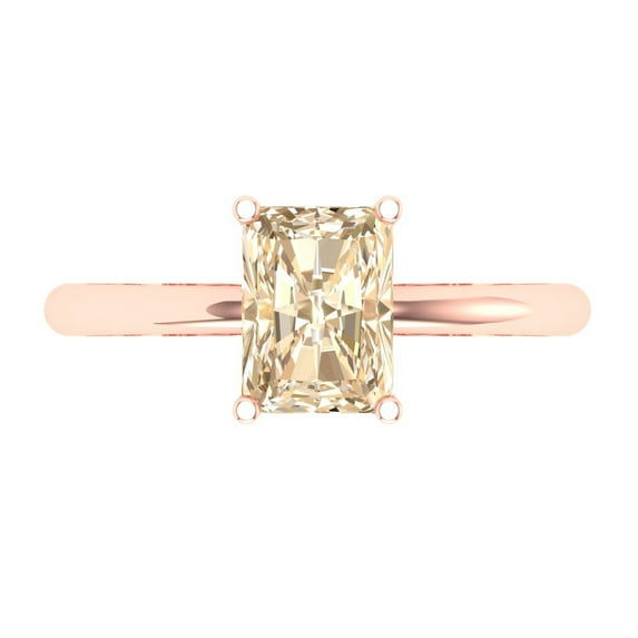 1.75 ct Radiant Cut Natural Morganite Solitaire 18K Rose Gold Womens Engagement Ring