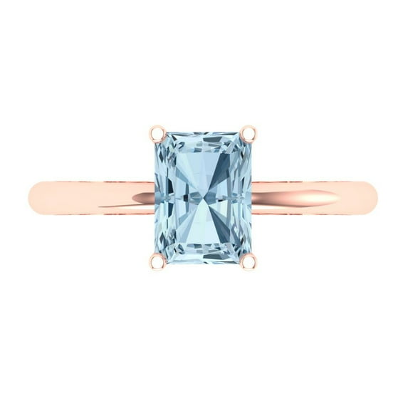 1.75 ctw Solitaire Anniversary Ring for Women | Radiant Cut Natural Sky Blue Topaz | Hyperallergenic Solid 14K Rose Gold