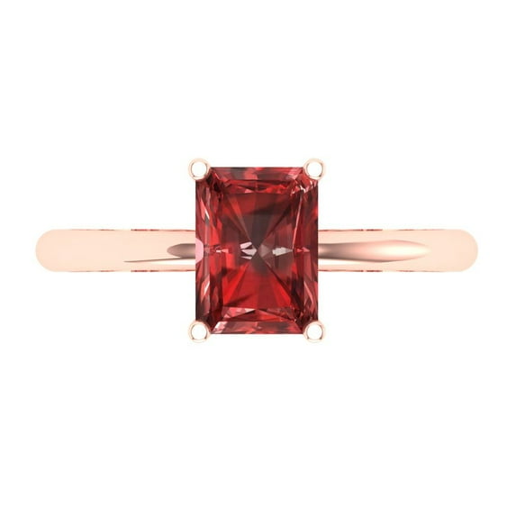 Solitaire Engagement Ring for Women - 1.75ct Natural Garnet in 14K Rose Gold Promise Ring