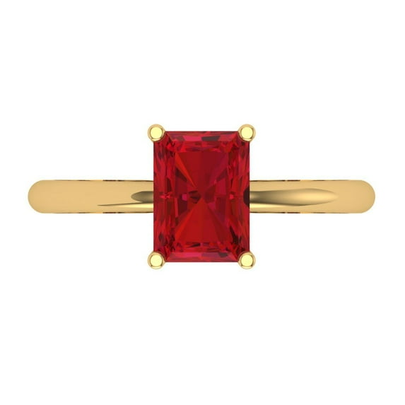 1.75 ctw Solitaire Anniversary Ring for Women | Radiant Cut Simulated Ruby | Hyperallergenic Solid 14K Yellow Gold
