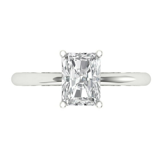 1.75 ctw Solitaire Anniversary Ring for Women | Radiant Cut White Sapphire | Hyperallergenic Solid 18K White Gold
