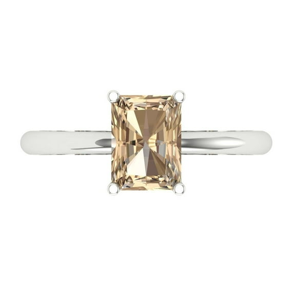 1.75 ct Radiant Cut Yellow Moissanite Solitaire 18K White Gold Womens Engagement Ring