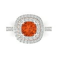 thumbnail image 1 of Clara Pucci 14K White/Rose Gold Solid Gold Red Solitaire with Accents Anniversary Ring for Women - 1.615 cttw Round Cut, 1 of 8