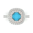 thumbnail image 1 of 1.615 ct Round Cut Simulated Turquoise Solitaire with Simulated Diamond Accents 14K White/Rose Gold Womens Engagement Ring, 1 of 5
