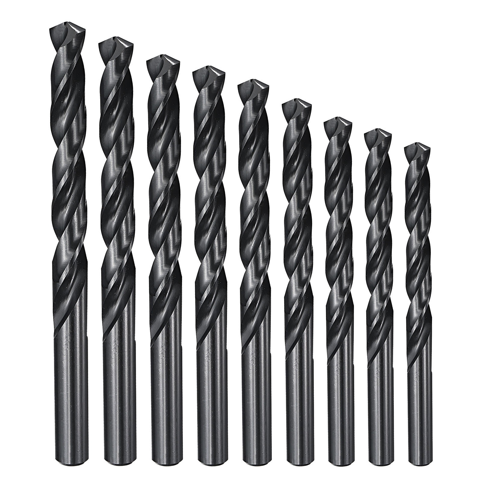 1.75mm-10.5mm Drill Bit Set, Jobber Straight Shank Bits Kit M2 High-Speed Steel for Metal Steel Wood 135 Degree Split Point Black Oxide Finish - 9 Pack