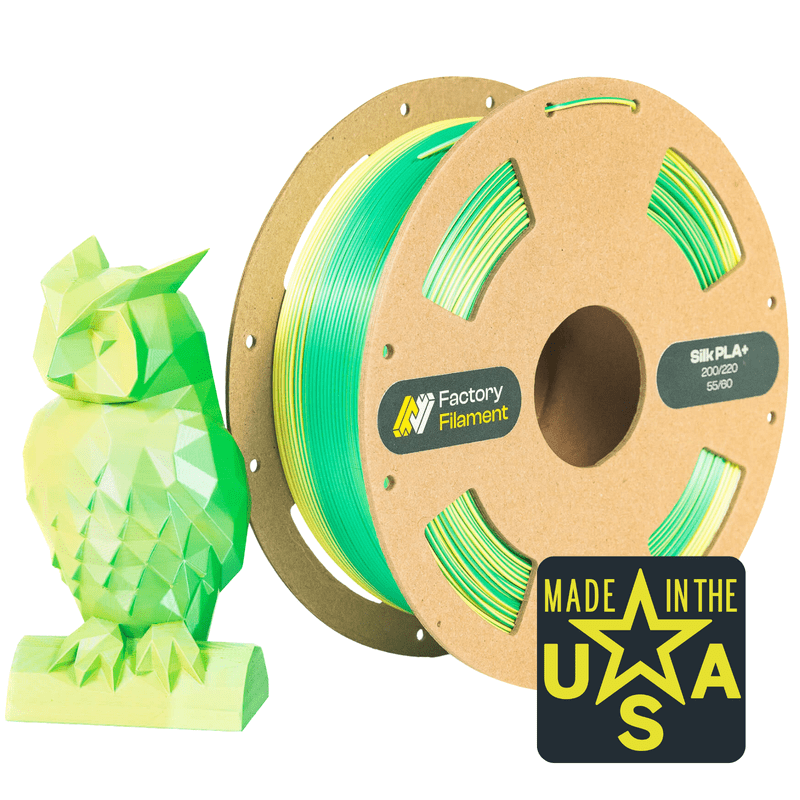 1.75mm Dual Color Silk Green + Yellow PLA 3D Printer Filament, 1 KG Spool, Dimensional Accuracy +/- 0.02 mm, Dual Color 3D Printing Filament