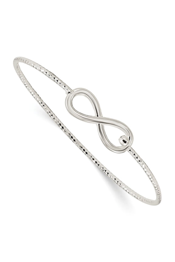 1.75mm Sterling Silver Sparkle-Cut Infinity Interlocking Bangle Bracelet - 6.1 Grams