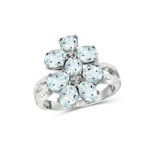 1.76 Carat Aquamarine Gemstone and Accent White Diamond Ring