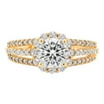 thumbnail image 1 of 1.76 ct Brilliant Round Cut Genuine Cultured Diamond SI1-SI2 I-J 18K Yellow Gold Halo Promise Wedding Statement Engagement Designer Ring size 9.5, 1 of 6