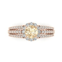 Halo Engagement Ring for Women - 1.83ct Natural Morganite in 18K Rose Gold Promise Ring