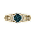 thumbnail image 1 of Halo Engagement Ring for Women - 1.83ct Natural London Blue Topaz in 18K Yellow Gold Promise Ring, 1 of 6