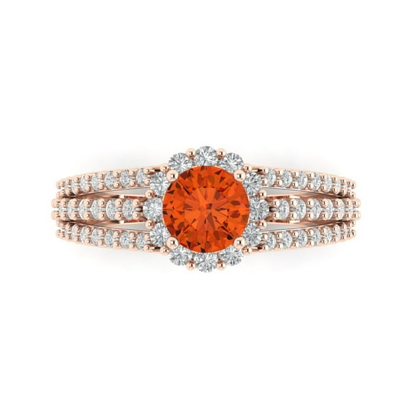Halo Engagement Ring for Women - 1.83ct Simulated Red Diamond in 14K Rose Gold Promise Ring