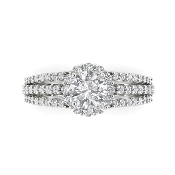 Clara Pucci 14K White Gold 1.83ct Clear Halo Ring for Women