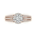 thumbnail image 1 of 1.76 ct Round Cut Clear Crystal 18k Pink Rose Gold Engraving Statement Bridal Wedding Halo Designer Ring Size 9.5, 1 of 5