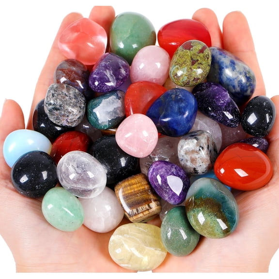 1.76LBS/800G Polished Stones Tumbled Crystals Bulk Natural Colored Gemstones Irregular Chakra Quartz Rocks Set Decorative Landscape Stone for Vase Reiki Home Decor Energy Therapy Gifts