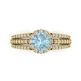 thumbnail image 1 of 1.76ct Round Cut Blue Crystal 18k Yellow Gold Engraving Statement Bridal Wedding Halo Designer Ring Size 5.5, 1 of 5