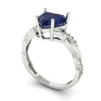 1.76ct Round Cut Blue Moissanite 18k Yellow Gold Engraving Statement Bridal Wedding Halo Designer Ring Size 10.25