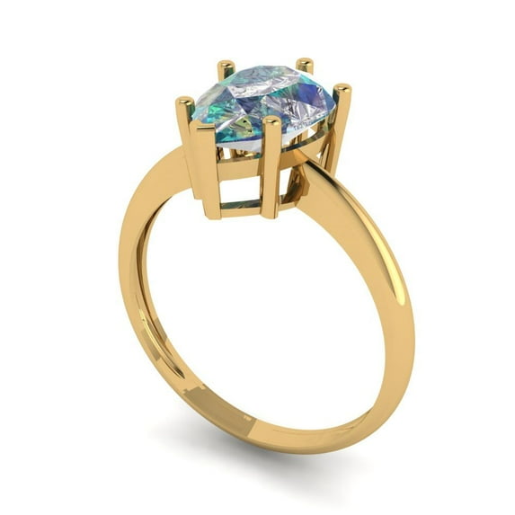 1.76ct Round Cut Blue Natural Swiss Blue Topaz 18k Yellow Gold Engraving Statement Bridal Wedding Halo Designer Ring Size 7