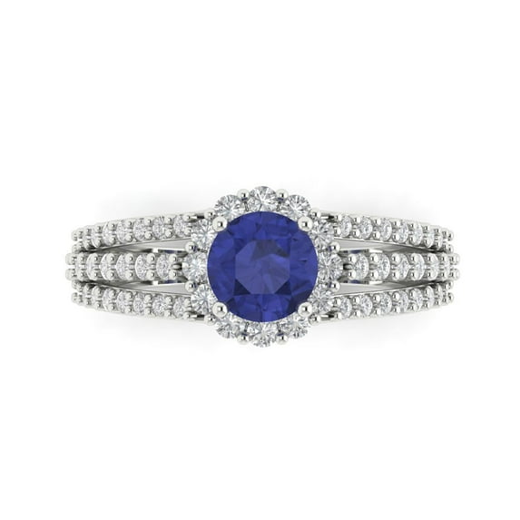 Clara Pucci 14K White Gold 1.83ct Tanzanite Halo Ring for Women