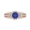 thumbnail image 1 of 1.76ct Round Cut Blue Tanzanite 18k Pink Rose Gold Engraving Statement Bridal Wedding Halo Designer Ring Size 5.5, 1 of 5