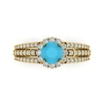 thumbnail image 1 of Clara Pucci 14K Yellow Gold 1.83ct Turquoise Halo Ring for Women, 1 of 8