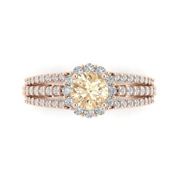 Clara Pucci 14K Rose Gold 1.83ct Morganite Halo Ring for Women