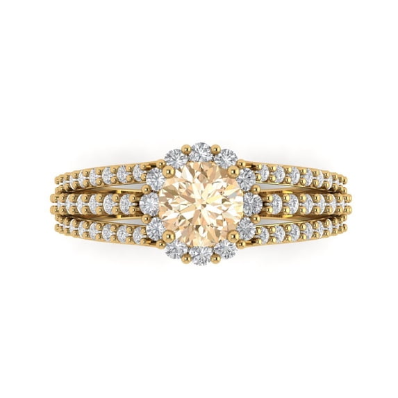 Clara Pucci 14K Yellow Gold 1.83ct Morganite Halo Ring for Women