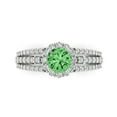 thumbnail image 1 of 1.76ct Round Cut Green Crystal 18k White Gold Engraving Statement Bridal Wedding Halo Designer Ring Size 10.5, 1 of 5