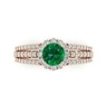 thumbnail image 1 of Clara Pucci 14K Rose Gold 1.83ct Emerald Halo Ring for Women, 1 of 8