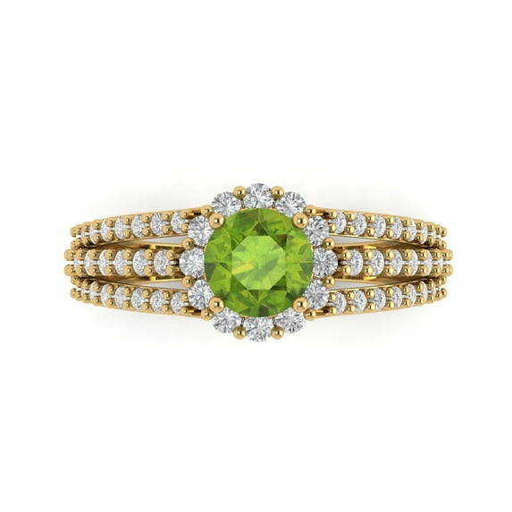 Clara Pucci 14K Yellow Gold 1.83ct Peridot Halo Ring for Women
