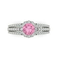 thumbnail image 1 of 1.76ct Round Cut Pink Crystal 18k White Gold Engraving Statement Bridal Wedding Halo Designer Ring Size 10, 1 of 5