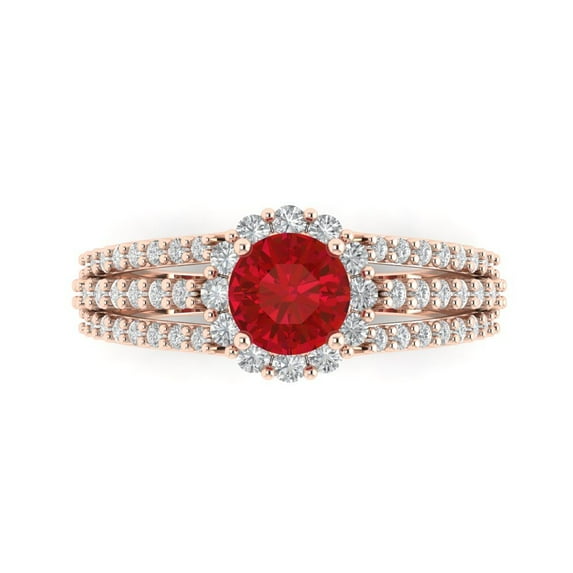 1.76ct Round Cut Pink Tourmaline 18k Pink Rose Gold Engraving Statement Bridal Wedding Halo Designer Ring Size 9.5