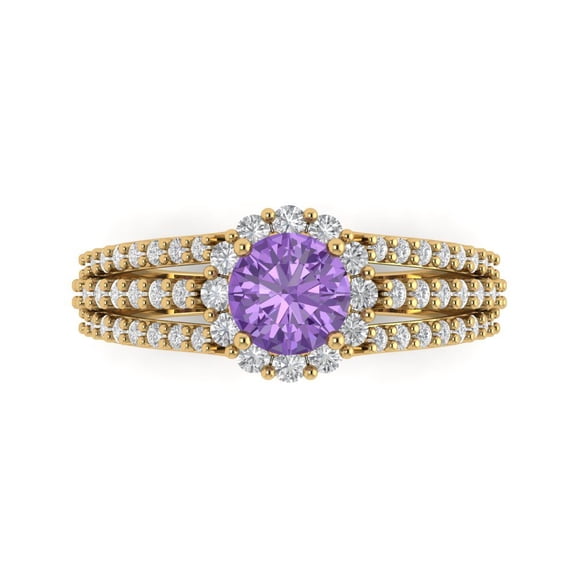 Clara Pucci 14K Yellow Gold 1.83ct Alexandrite Halo Ring for Women