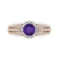 thumbnail image 1 of 1.76ct Round Cut Purple Natural Amethyst 18k Pink Rose Gold Engraving Statement Bridal Wedding Halo Designer Ring Size 8.5, 1 of 5