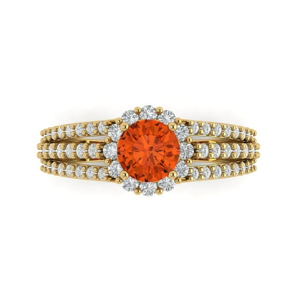 Clara Pucci 14K Yellow Gold 1.83ct Red Halo Ring for Women