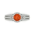 thumbnail image 1 of 1.76ct Round Cut Red Crystal 18k White Gold Engraving Statement Bridal Wedding Halo Designer Ring Size 11, 1 of 5