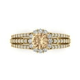 thumbnail image 1 of 1.76ct Round Cut Yellow Moissanite 18k Yellow Gold Engraving Statement Bridal Wedding Halo Designer Ring Size 5, 1 of 5